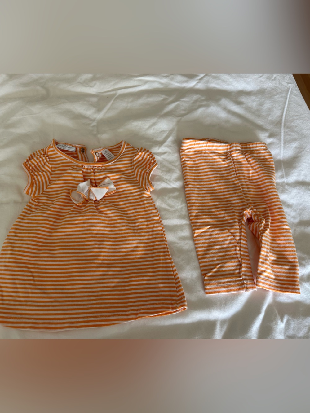 Girls Orange Striped Set with Bow